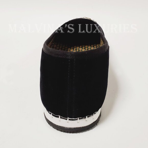 GUCCI SHOES BLACK VELVET MOCCASIN LOAFERS PEARL AM APPLIQUE FLATS sz 36.5 6.5 - Picture 9 of 12